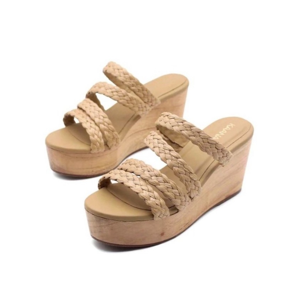 Kaanas Braided Strappy Wedges Size 8W